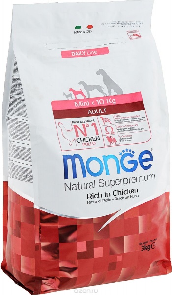 Корм для собак Monge SUPERPREMIUM DOG MINI ADULT для мелких пород, с ...