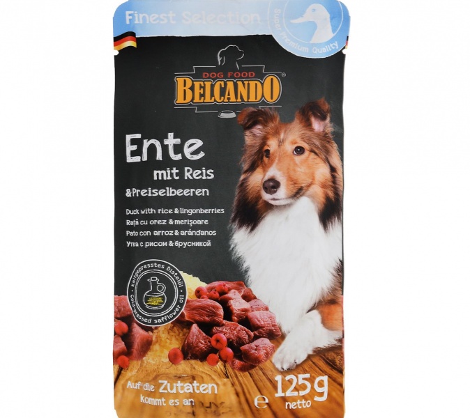 Консервированный корм для собак Belcando утка с рисом и брусникой фото