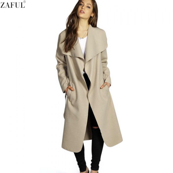 Wide lapel wool-blend coat - Woman