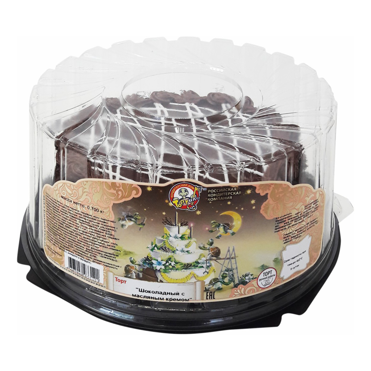 Торт КД Тортилы Шоколадный с масляным кремом, 700г, Россия, 700 г ...