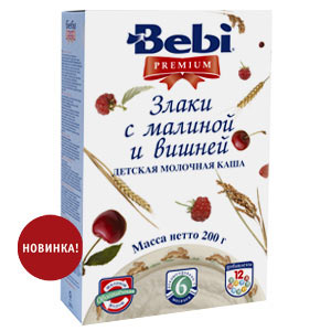 Каша для полдника bebi пшеничная печенье с малиной и вишней