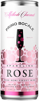 Вино игристое Methode charmat Примо Бокале розовое полусладкое ж/б 0,25 л фото