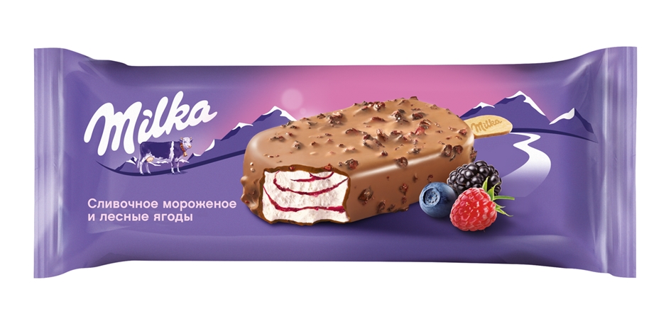 Мороженое Milka Эскимо сливочное   с лесными ягодами  фото