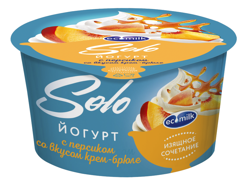 Йогурт Экомилк Solo с персиком и со вкусом крем-брюле - « Нежный и ...