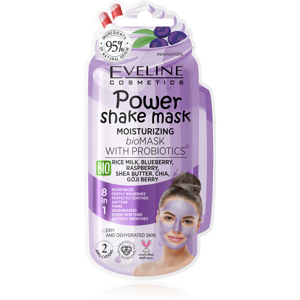 Увлажняющая bio маска с пробиотиками Eveline Cosmetics Power Shake Mask фото